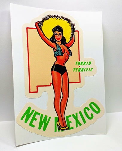 New Mexico State Pinup Vintage Style Travel Decal / Vinyl Sticker, Luggage Label