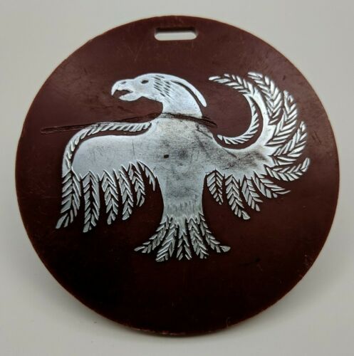 Vintage Round Golf Bag Tag ~~ Auckland North Harbour Eagles ~ New Zealand