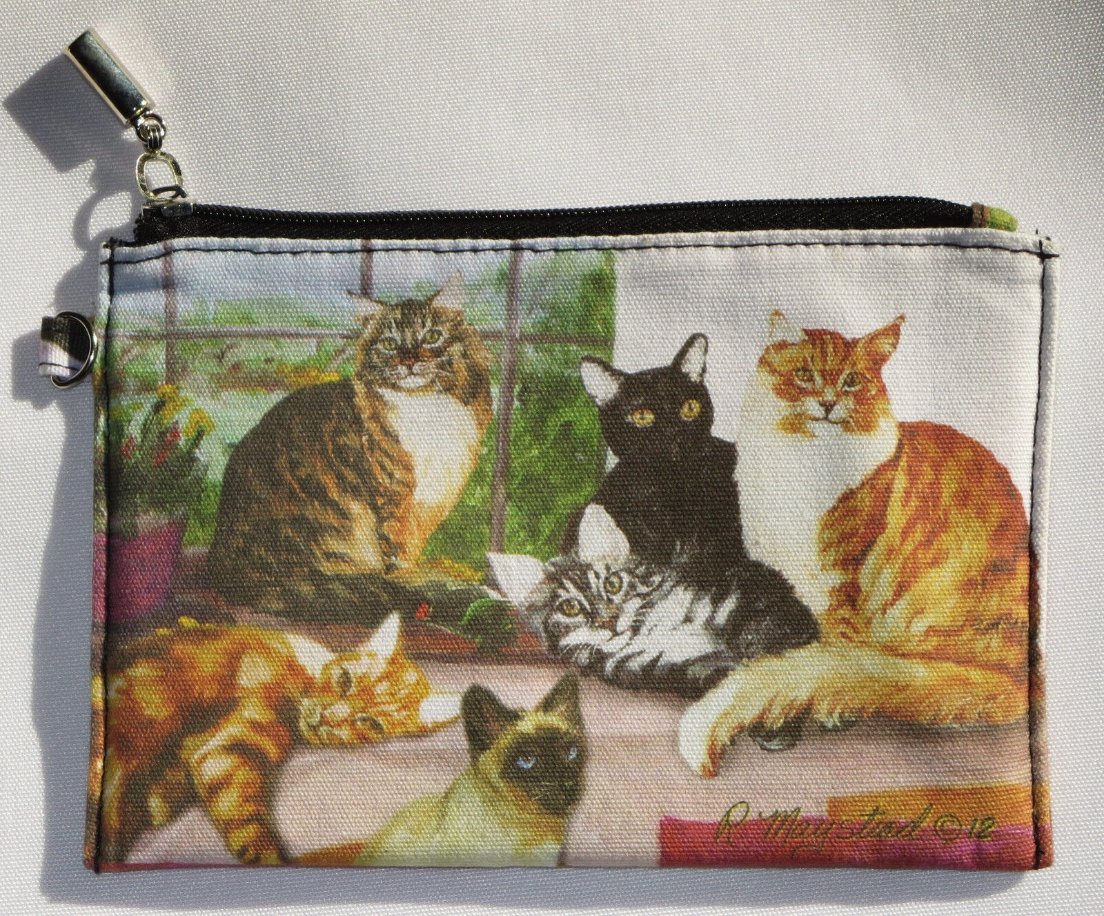 Cat Coin Purse Makeup Zippered Pouch New Fully Lined Siamese Orange
