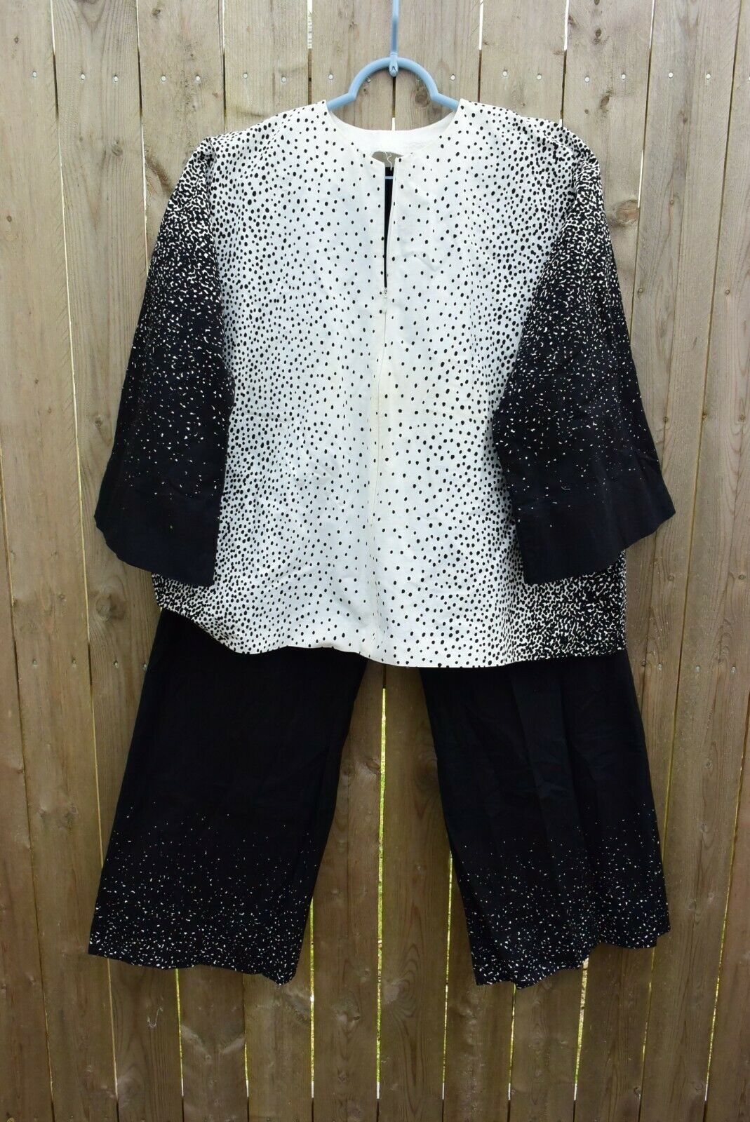 Vintage Shirt Top Pants Marimekko Auer Katsuji Wakisaka Fabric Set White Black