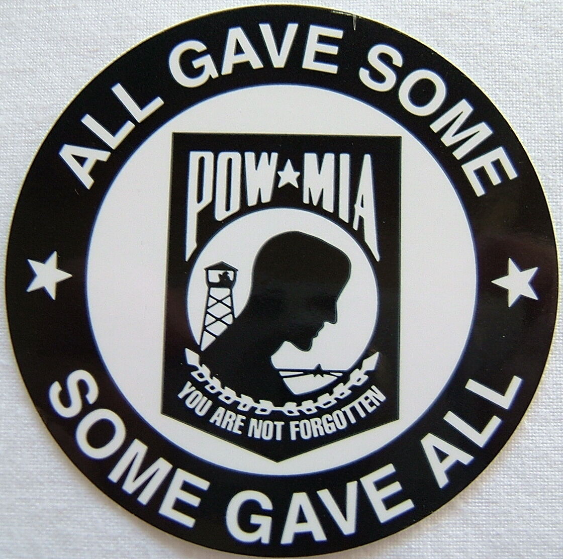 Helmet Sticker "pow/mia - All Gave Some - Some Gave All" Round Sticker, #f1169