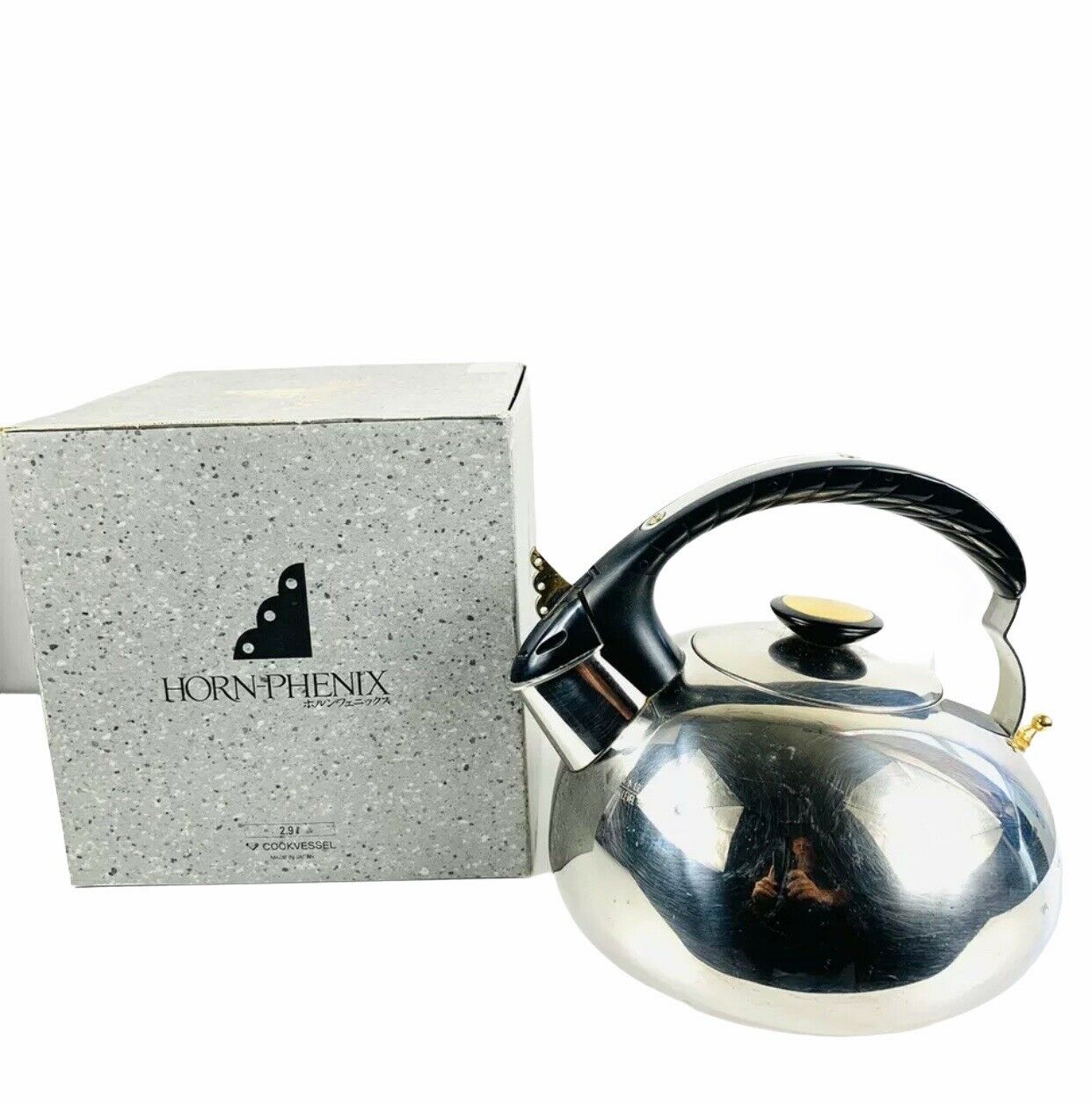 Vintage Japanese Horn-phenix Stainless Tea Kettle Cook Vessel Original Box 2.5l