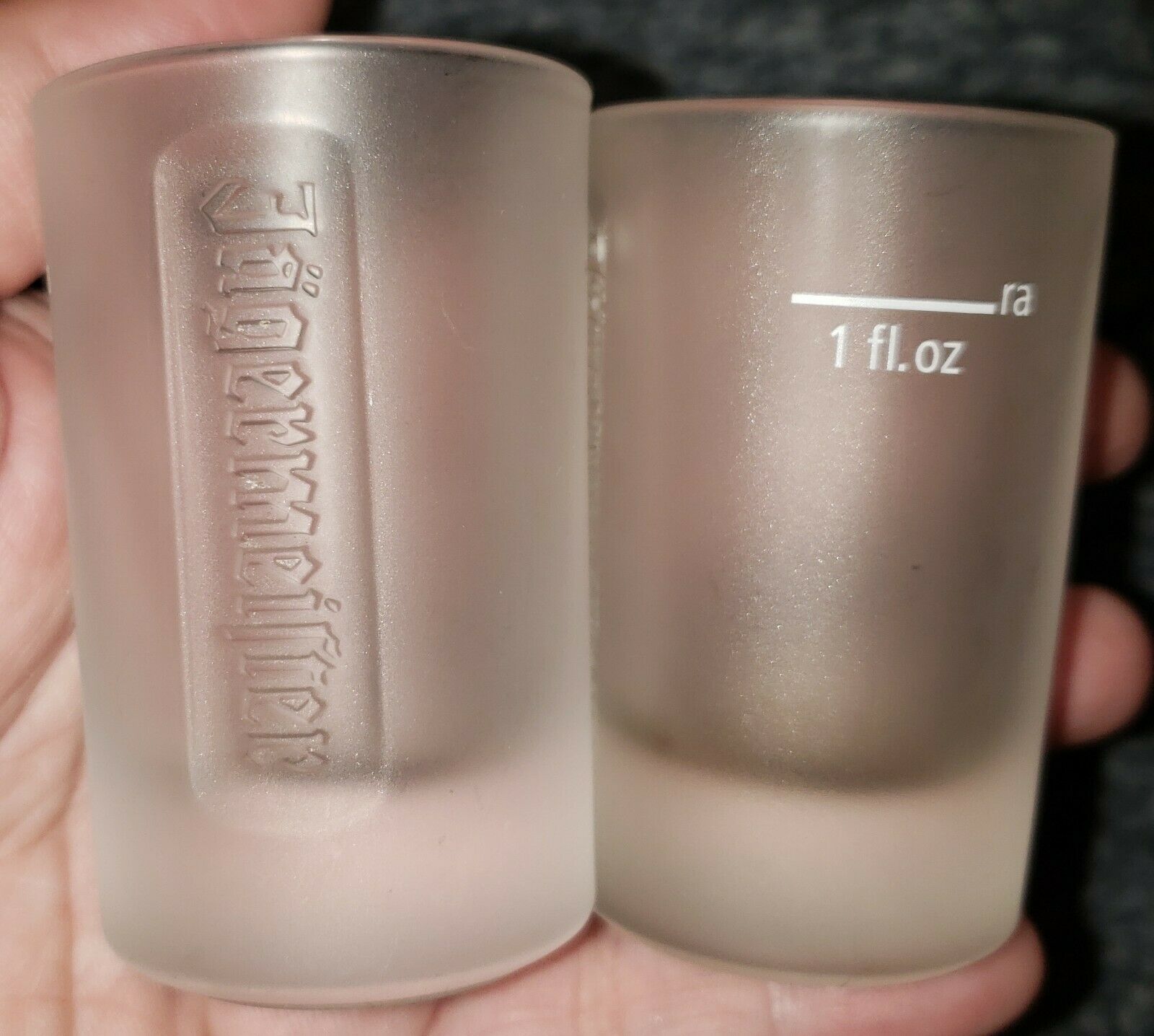 Jagermeister Frosted Set Of 2 Shot Glasses 2 Cl With Deer Logo Man Cave Bar