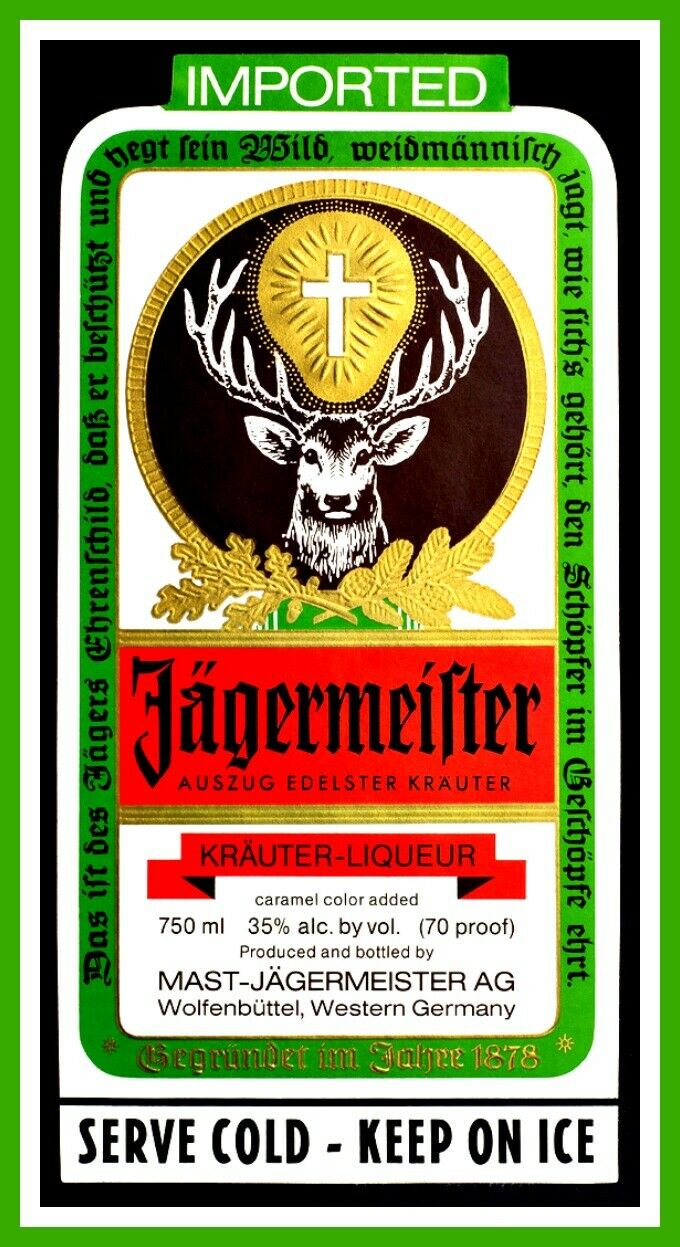 5" Jagermeister Stag Label Vinyl Sticker. Jager Deer Decal For Bar, Bong, Laptop