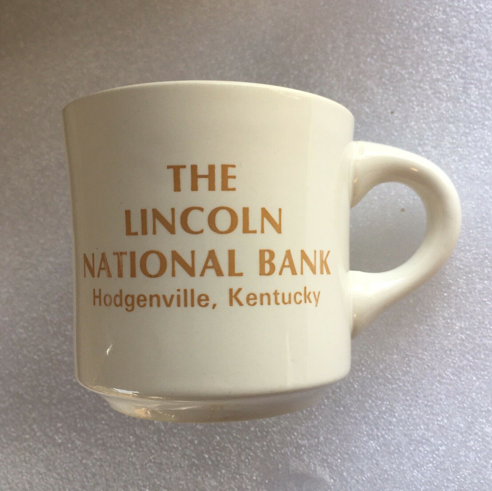 Vtg The Lincoln National Bank Hodgenville Ky Glass Cup Mug 50th Anniversary Usa