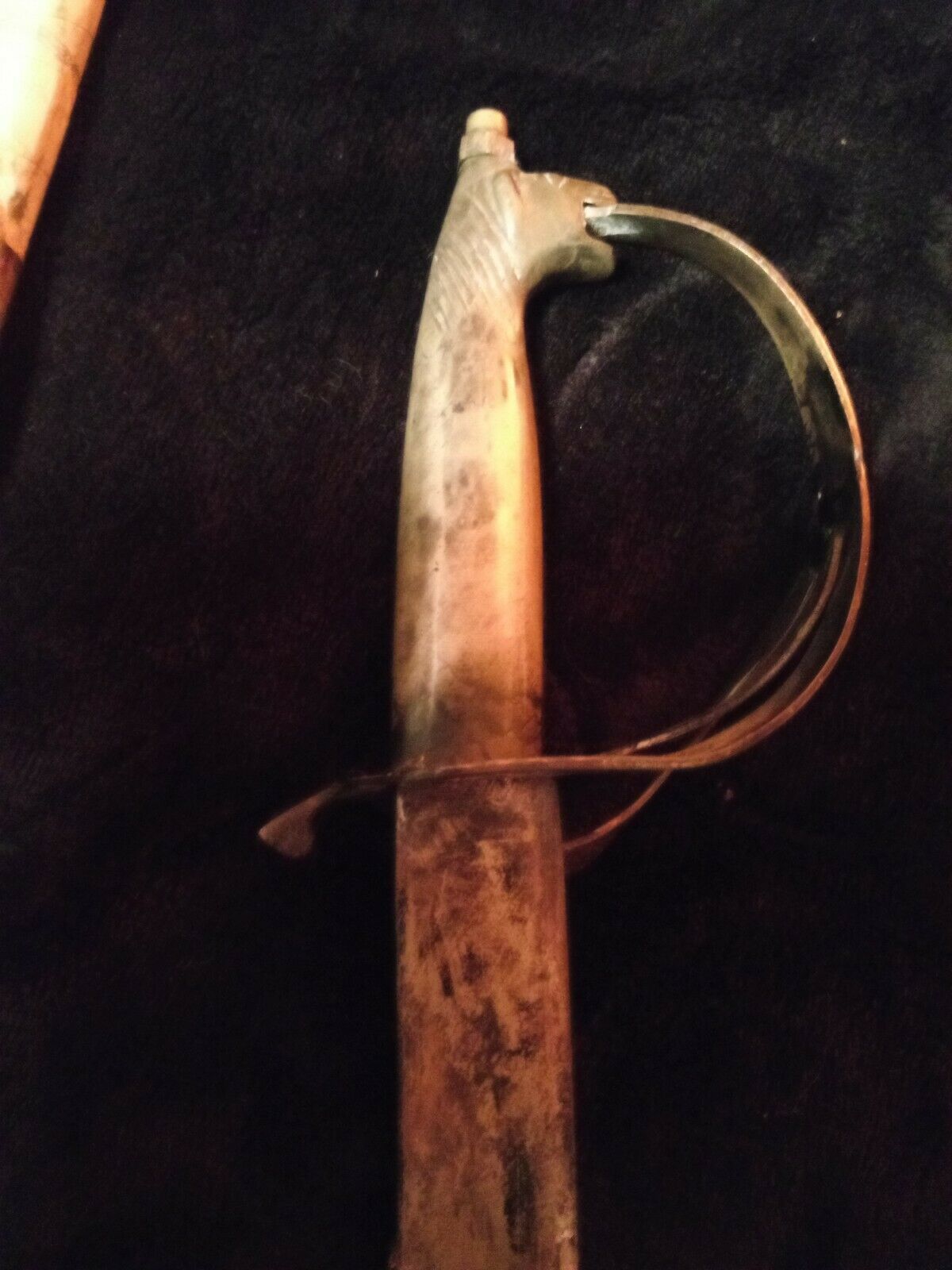Vintage Golden Temple Steel Indian Sword Lion Head Hilt With Scabbard