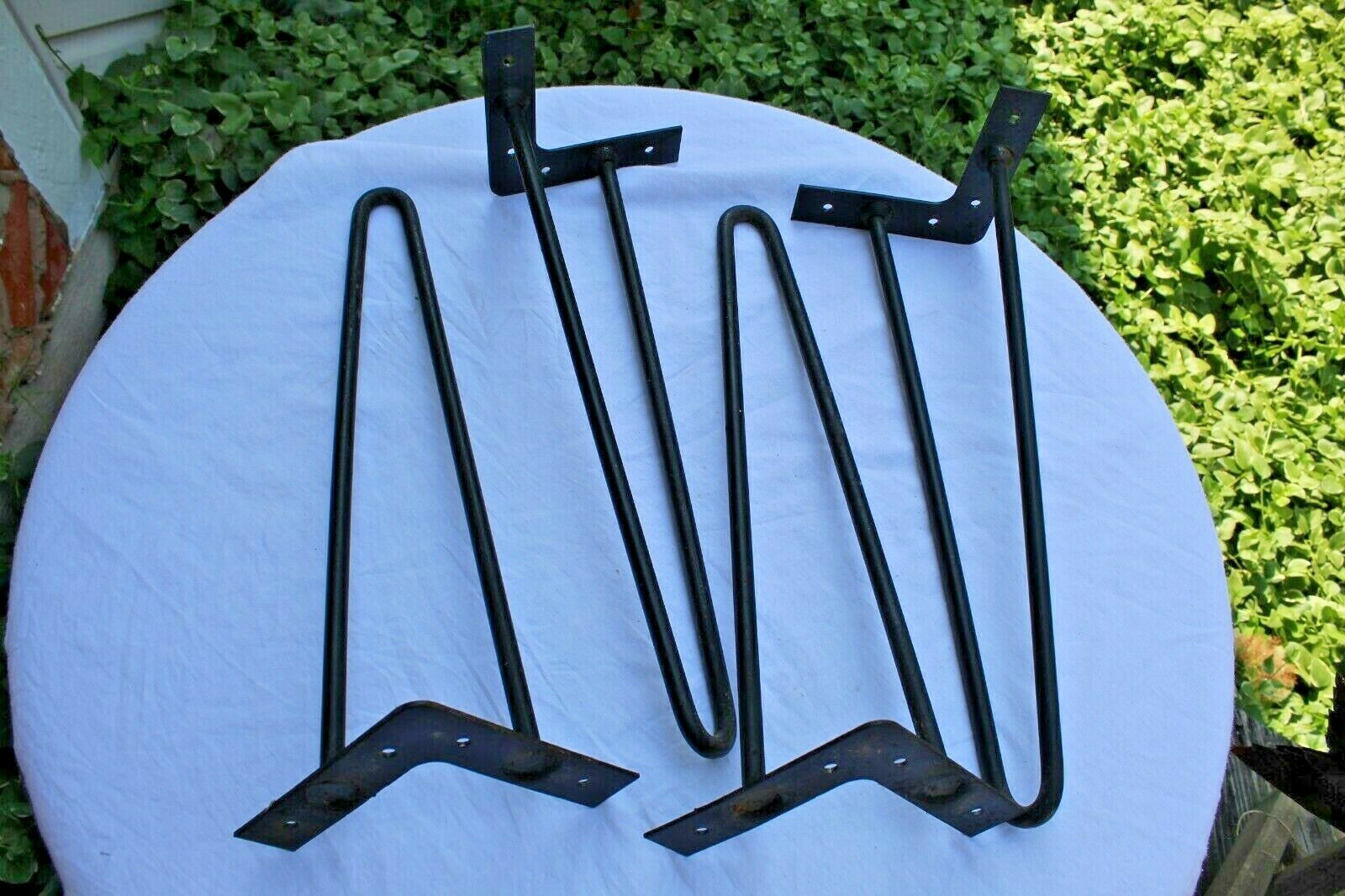 Vintage 1950s Wrought Iron Hair Pin Table Legs Metal Furniture Parts 16"