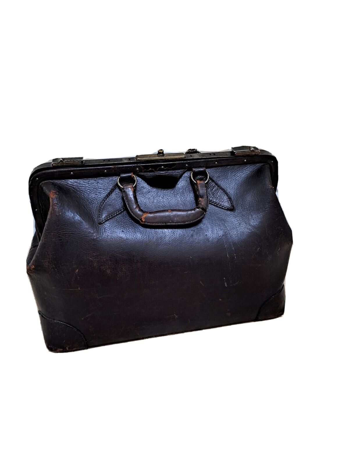 Antique Leather & Metal Large Doctor's Bag Case Medical Needs Restoring Theater