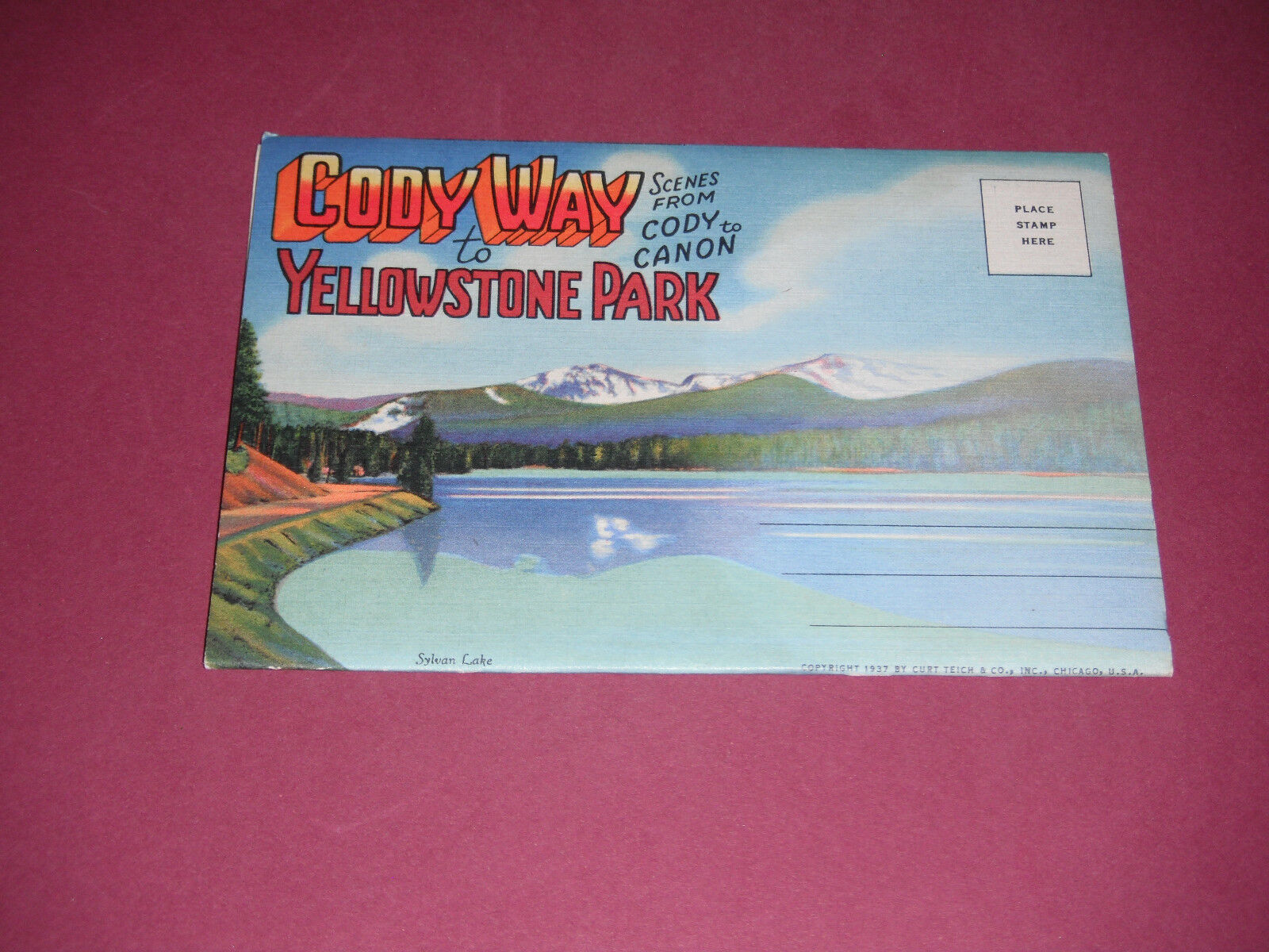 1937 Souvenir Postcard Folder Cody Way Canon To Yellowstone Park