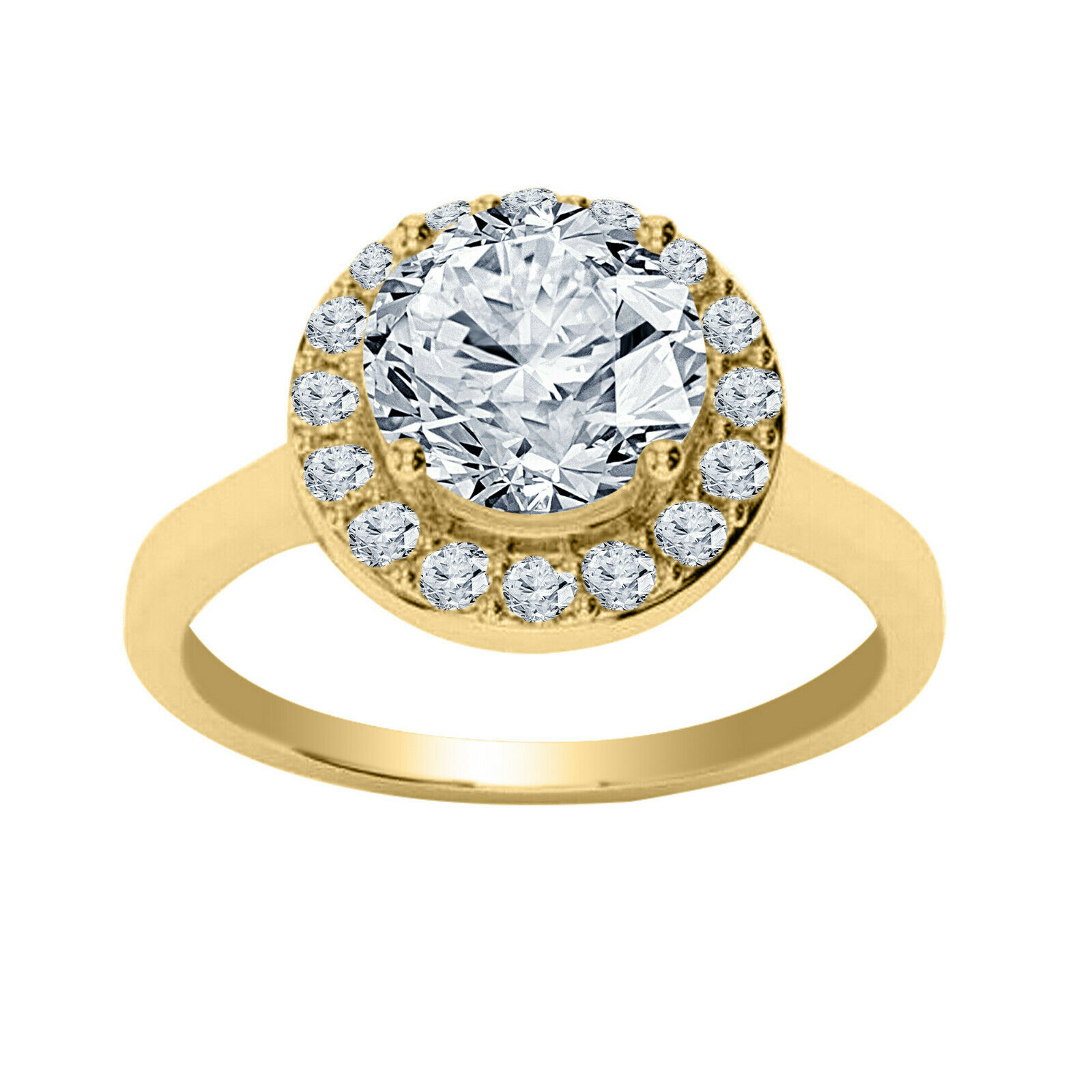 2.70ct Round Cut Solitaire Diamond Engagement Ring 14k Yellow Gold Over Jewelry