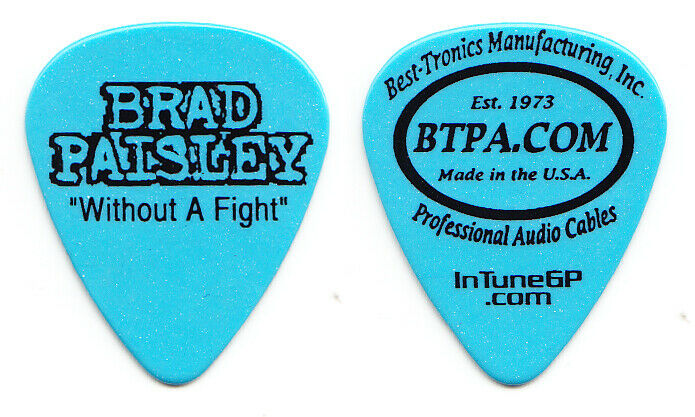 Brad Paisley Without A Fight Light Blue Guitar Pick - 2016 Life Amplified Tour