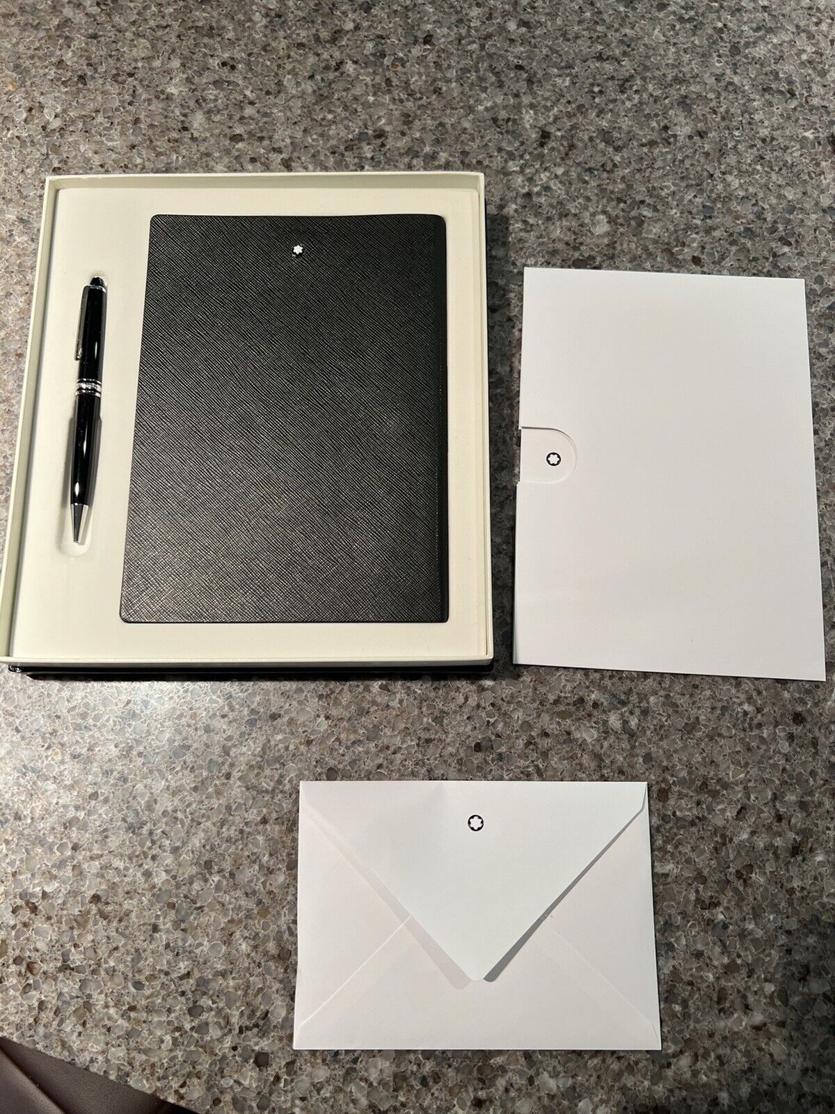 New Montblanc Set Meisterstuck Black Platinum Classique Pen Notebook #146 128869