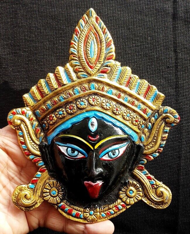Kali Maa Durga Mata Metal Black Face Wall Hanging Decor ~energized