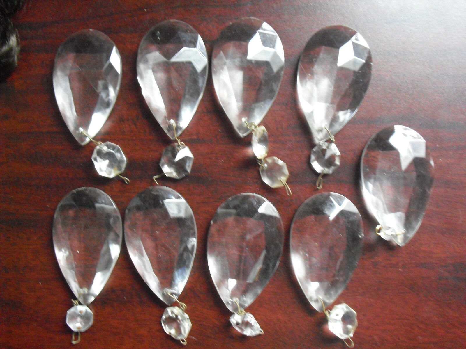 Lot Of 9 Antique Tear Shape Glass Chandelier Glass Prisms 2 5/8" Tall