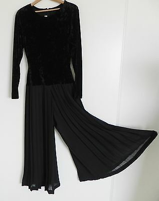 Vtg Ann Tobias Jumpsuit Long Sleeve Velvet Pleated Pants Size S Black