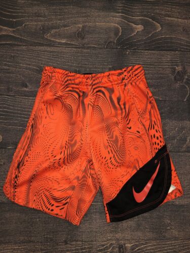Nike Dri Fit Athletic Shorts Youth Small - Black/ Orange Design